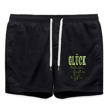 Être heureux commence dans la tête - Short de bain - noir - Devant - AI Model Male 185 light (185cm)