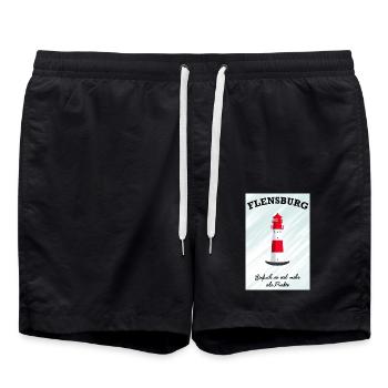 Flensburg Leuchtturm Falshöft, Mehr als Punkte - Badeshorts - Schwarz - Vorne - AI Model Male 185 light (185cm)