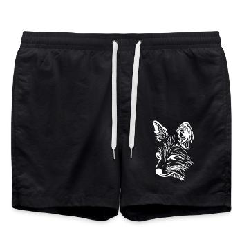 Fuchs Porträt Zeichnung - Badeshorts - Schwarz - Vorne - AI Model Male 185 light (185cm)