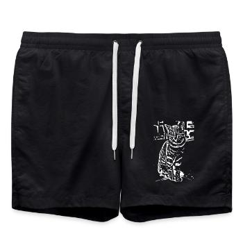 Cat White White Cats Kitten Cute Gift - Swim Trunks - black - Front - AI Model Male 185 light (185cm)