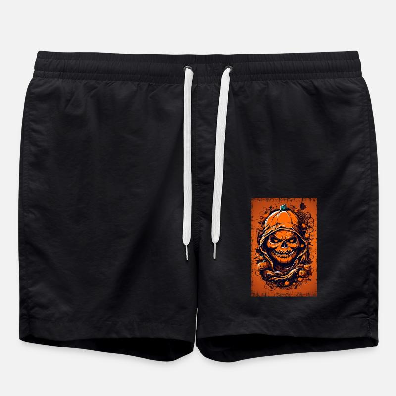 Halloween Sensenmann & Kürbis - Dunkle - Badeshorts - Schwarz