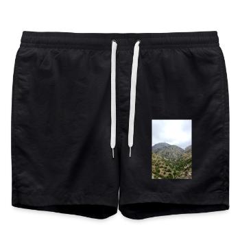 Mountain Mountains Mountain Landscape Poster - Swim Trunks - black - Front - AI Model Male 185 light (185cm)