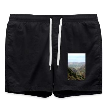 Berg Berge Berglandschaft Poster - Badeshorts - Schwarz - Vorne - AI Model Male 185 light (185cm)