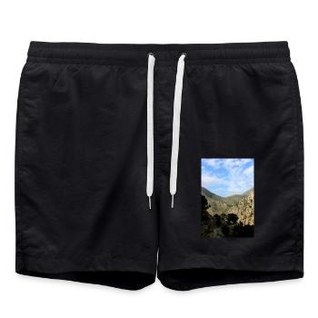Berg Berge Berglandschaft Poster - Badeshorts - Schwarz - Vorne - AI Model Male 185 light (185cm)