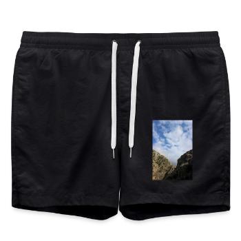 Mountain Mountains Mountain Landscape Poster - Swim Trunks - black - Front - AI Model Male 185 light (185cm)