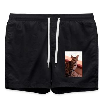 chat, chaton - Short de bain - noir - Devant - AI Model Male 185 light (185cm)