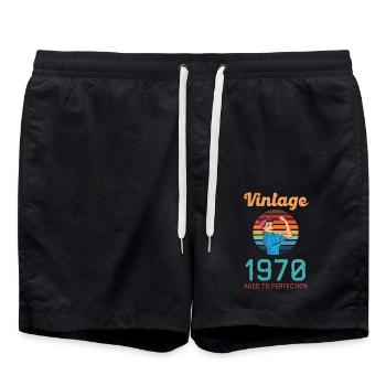 Vintage 1970 - Short de bain - noir - Devant - AI Model Male 185 light (185cm)