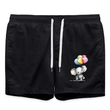 Drôle d’éléphant jouant avec des ballons colorés - Short de bain - noir - Devant - AI Model Male 185 light (185cm)