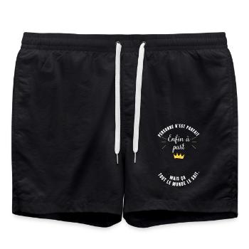 No one is perfect except - custom t shirt - Swim Trunks - black - Front - AI Model Male 185 light (185cm)