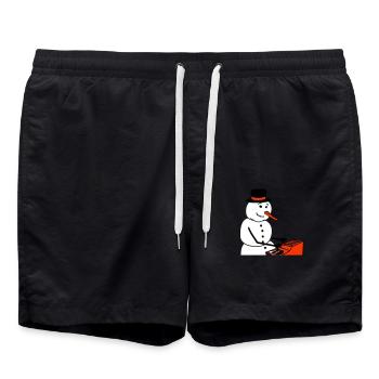 Winter DJ Schneemann Mixer Mischpult Musik Party - Badeshorts - Schwarz - Vorne - AI Model Male 185 light (185cm)