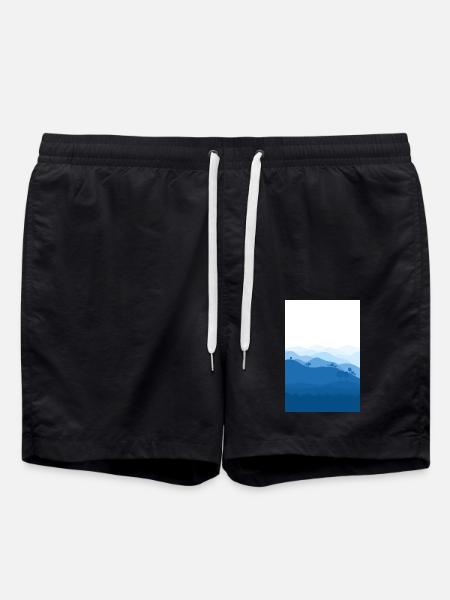 Blue mountains background - Swim Trunks - black