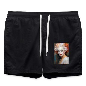 Portrait von einem bunten Clown 2 - Badeshorts - Schwarz - Vorne - AI Model Male 185 light (185cm)