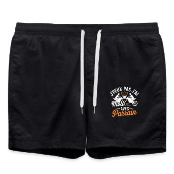 Biker mit Pate - Ich kann kein Motorrad haben - Badeshorts - Schwarz - Vorne - AI Model Male 185 light (185cm)