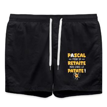 Pascal prend sa Retraite cadeau retraite retraité - Short de bain - noir - Devant - AI Model Male 185 light (185cm)