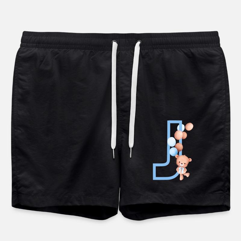 Blue Bear J Letter - Swim Trunks - black