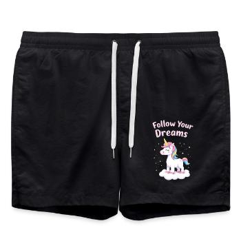 Follow Your Dreams Unicorn Inspiration - Swim Trunks - black - Front - AI Model Male 185 light (185cm)