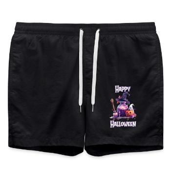 Halloween – Happy Halloween Witch’s Kitchen with Ghost - Short de bain - noir - Devant - AI Model Male 185 light (185cm)