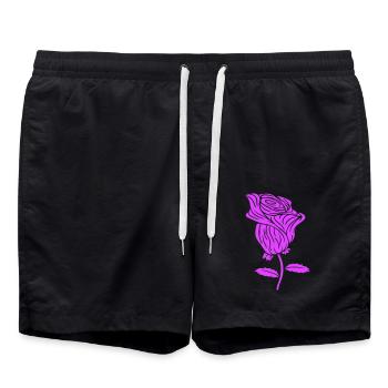 Hübsche Schöne Rose Blüte Blatt Röschen Romantisch - Badeshorts - Schwarz - Vorne - AI Model Male 185 light (185cm)