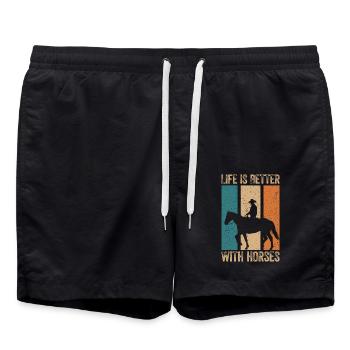 Les chevaux rendent la vie plus belle - Short de bain - noir - Devant - AI Model Male 185 light (185cm)