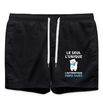 Papa Ours le seul l unique l authentique - Short de bain - noir - Devant - AI Model Male 185 light (185cm)