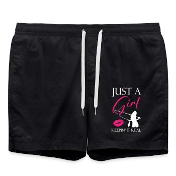 Jus a Girl Keepin it Real Fishing - Swim Trunks - black - Front - AI Model Male 185 light (185cm)