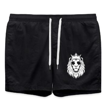 Klassische Löwe mit Brille Tierliebhaber - Badeshorts - Schwarz - Vorne - AI Model Male 185 light (185cm)