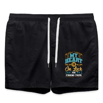 Mein Herz ist für Angelausflüge gesperrt - Badeshorts - Schwarz - Vorne - AI Model Male 185 light (185cm)