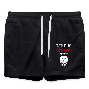 Life Is Better With Anonymous - Badeshorts - Schwarz - Vorne - AI Model Male 185 light (185cm)