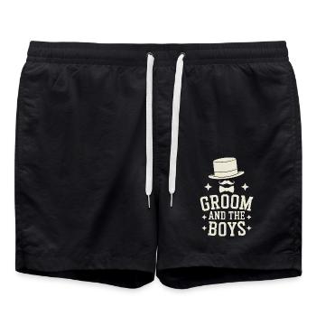 Groom Wedding Marriage - Swim Trunks - black - Front - AI Model Male 185 light (185cm)