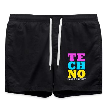 Rave Raver Techno music Techno bass Mixer - Swim Trunks - black - Front - AI Model Male 185 light (185cm)
