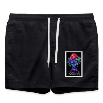 ॐMEGoA Mushroom Goblin 1# - Badeshorts - Schwarz - Vorne - AI Model Male 185 light (185cm)