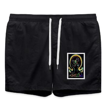 ॐMEGoA Logo 1# - Badeshorts - Schwarz - Vorne - AI Model Male 185 light (185cm)