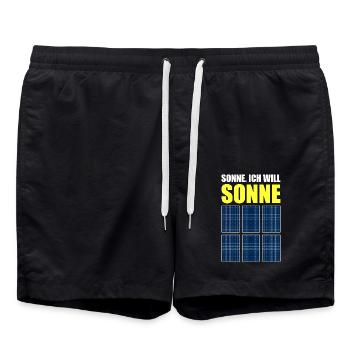 Sonne, Photovoltaik, Solarzelle, Sommerfans, Strom - Badeshorts - Schwarz - Vorne - AI Model Male 185 light (185cm)