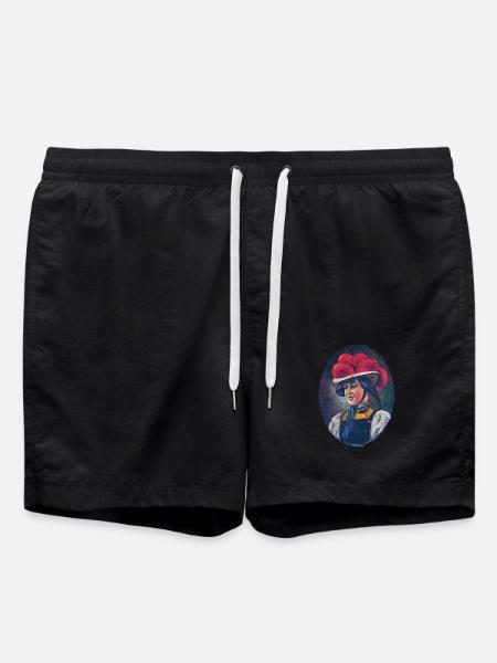 Schwarzwald Maidle mit Bollenhut - Badeshorts - Schwarz
