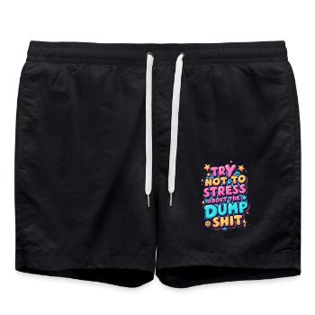 Try Not To Stress - Swim Trunks - black - Front - AI Model Male 185 light (185cm)