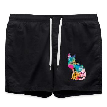 Sphynx Katzen - Badeshorts - Schwarz - Vorne - AI Model Male 185 light (185cm)