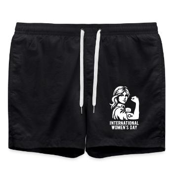 International Women's Day - Geschenk - Badeshorts - Schwarz - Vorne - AI Model Male 185 light (185cm)