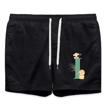 Buchstabe i Grüne Dschungeltiere - Badeshorts - Schwarz - Vorne - AI Model Male 185 light (185cm)