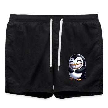Süßer Pinguin zeigt Zähne Cartoon Lachen - Badeshorts - Schwarz - Vorne - AI Model Male 185 light (185cm)