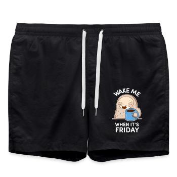 Sleeping Sloth and Cup of Coffee - Swim Trunks - black - Front - AI Model Male 185 light (185cm)