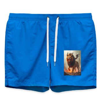 Chimera, three-headed monster, lion breathing fire - Swim Trunks - cobalt blue - Front
