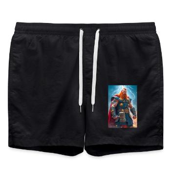 Thor Thunderous Norse god mighty hammer Mjölni - Swim Trunks - black - Front - AI Model Male 185 light (185cm)