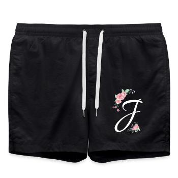Buchstabe j Blumen - Badeshorts - Schwarz - Vorne - AI Model Male 185 light (185cm)