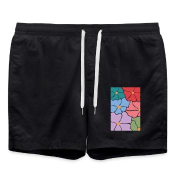 Fleurs de flore bohème - Short de bain - noir - Devant - AI Model Male 185 light (185cm)