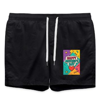 Happy Mother's Day Retro 90s Style - Swim Trunks - black - Front - AI Model Male 185 light (185cm)