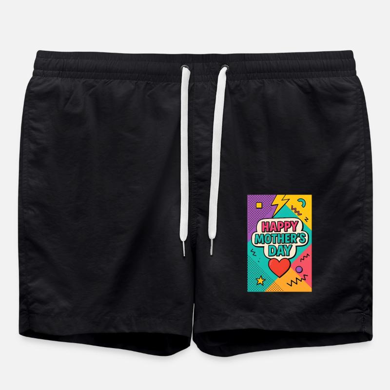 Happy Mother's Day Retro 90s Style - Swim Trunks - black