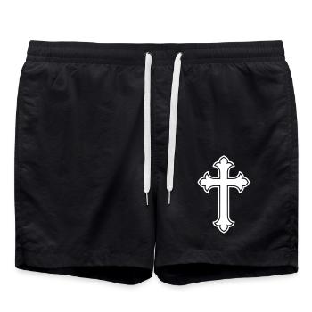 Cross Symbol Christian - Swim Trunks - black - Front - AI Model Male 185 light (185cm)