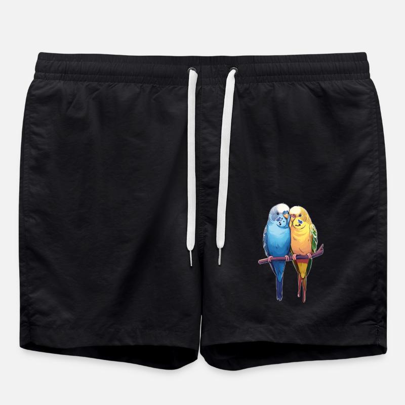 Wellensittichpaar Wellensittich - Badeshorts - Schwarz
