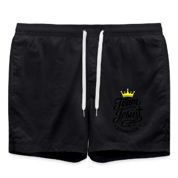 Team Jesus Spruch - Badeshorts - Schwarz - Vorne - AI Model Male 185 light (185cm)