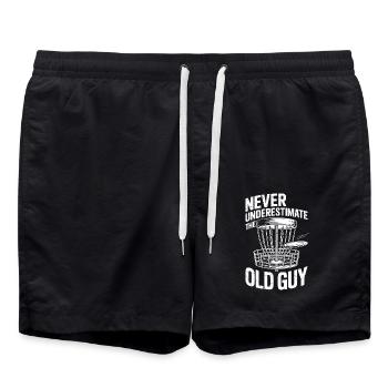 Never Underestimate the old guy disc golfing - Swim Trunks - black - Front - AI Model Male 185 light (185cm)